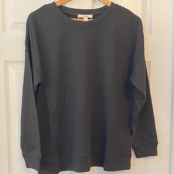 NWT Halston Studio Crew Neck Long Sleeve Sweater Sweatshirt French Terry - Picture 3 of 10